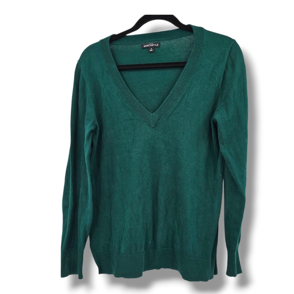 J.Crew Mercantile Women's V Neck Long Sleeve Sweater Green Size Small